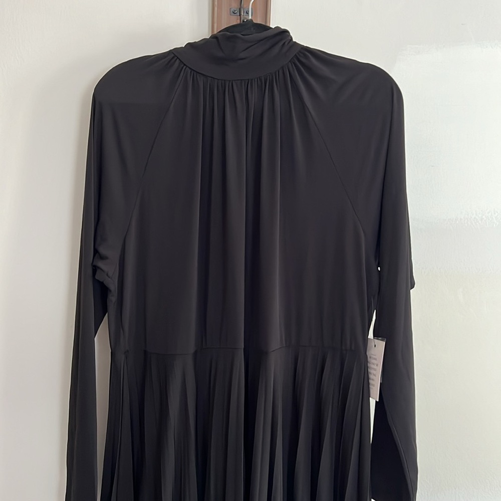 Eloquii black high neck pleated handkerchief hem dress - Picture 4 of 10